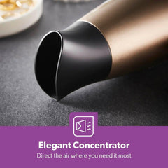 Geepas 1600W Powerful Travel Hair Dryer with Foldable Handle | Fast Drying Result | 2-Speed & 2 Temperature Settings | Cool Shot Function For Frizz Free Shine & Elegant Concentrator – 2 Years Warranty