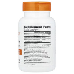 Vein support supplement bottle back panel with Supplement Facts and ingredient text