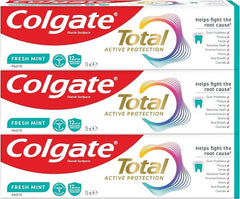 Colgate Toothpaste Total Active Protection, Fresh Mint Toothpaste, 3x75 ml, 3 Pack