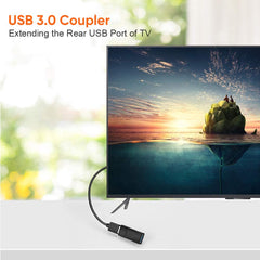 USB extension coupler 2 pack extending the rear USB port of a TV with USB 3.0 connection