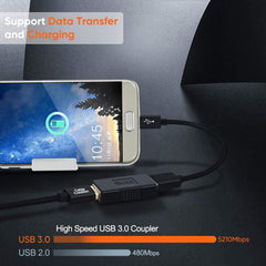 USB extension coupler 2 pack high speed USB 3.0 coupler supporting data transfer and charging