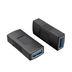 USB extension coupler 2 pack in black with blue USB 3.0 ports for extended connectivity