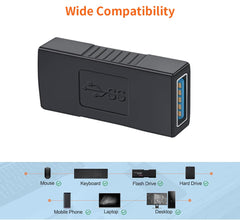 USB extension coupler 2 pack black with USB 3.0 ports for connecting mouse keyboard flash drive and more
