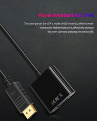Mumzar DisplayPort to VGA adapter cable made with flame retardant ABS shell for durability
