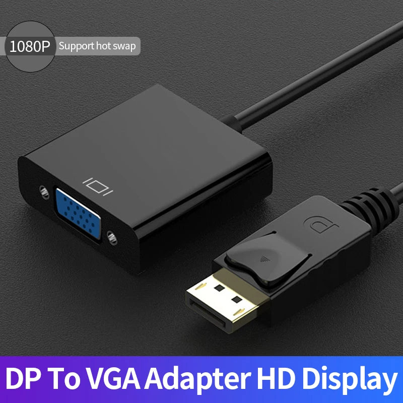 Mumzar DisplayPort to VGA adapter cable for HD display with 1080P support and hot swap capability