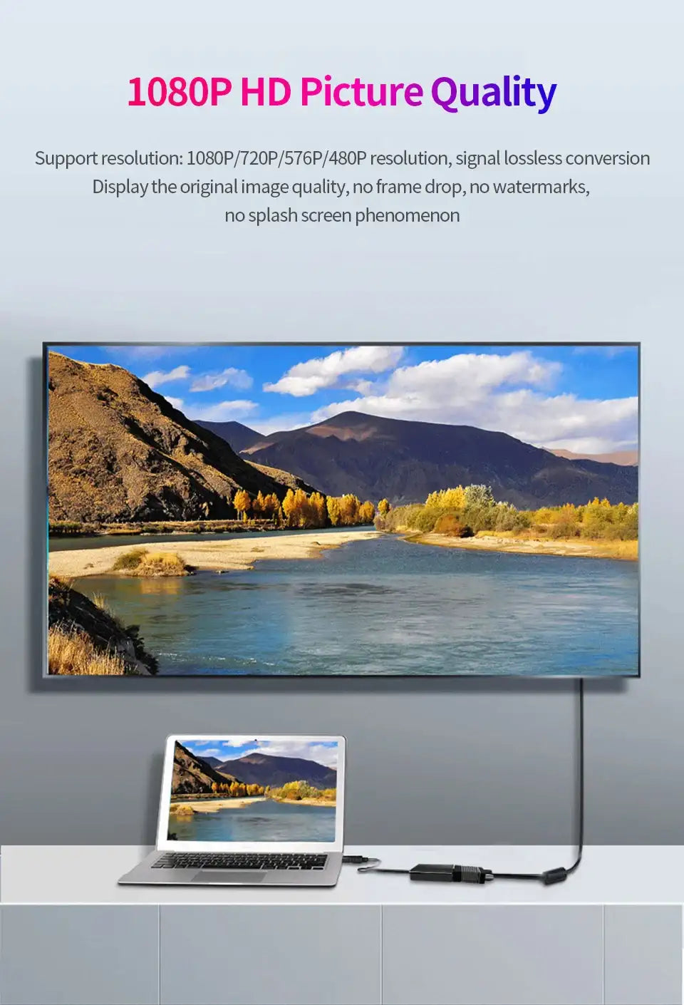 Mumzar DisplayPort to VGA adapter cable for 1080P HD picture quality and seamless signal conversion