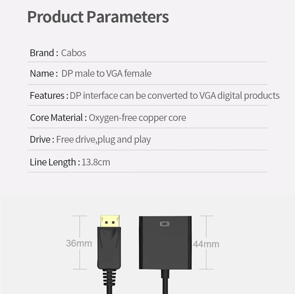 Mumzar DisplayPort to VGA adapter cable for connecting DP devices to VGA displays