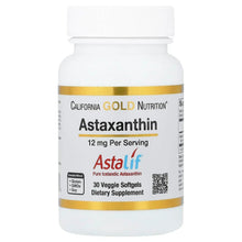 Astaxanthin supplement bottle with front label and 12 mg per serving
