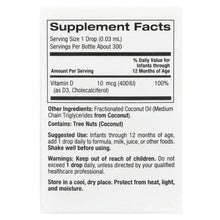 Supplement Facts panel: Vitamin D3 10 mcg (400 IU) per drop; serving size 1 drop