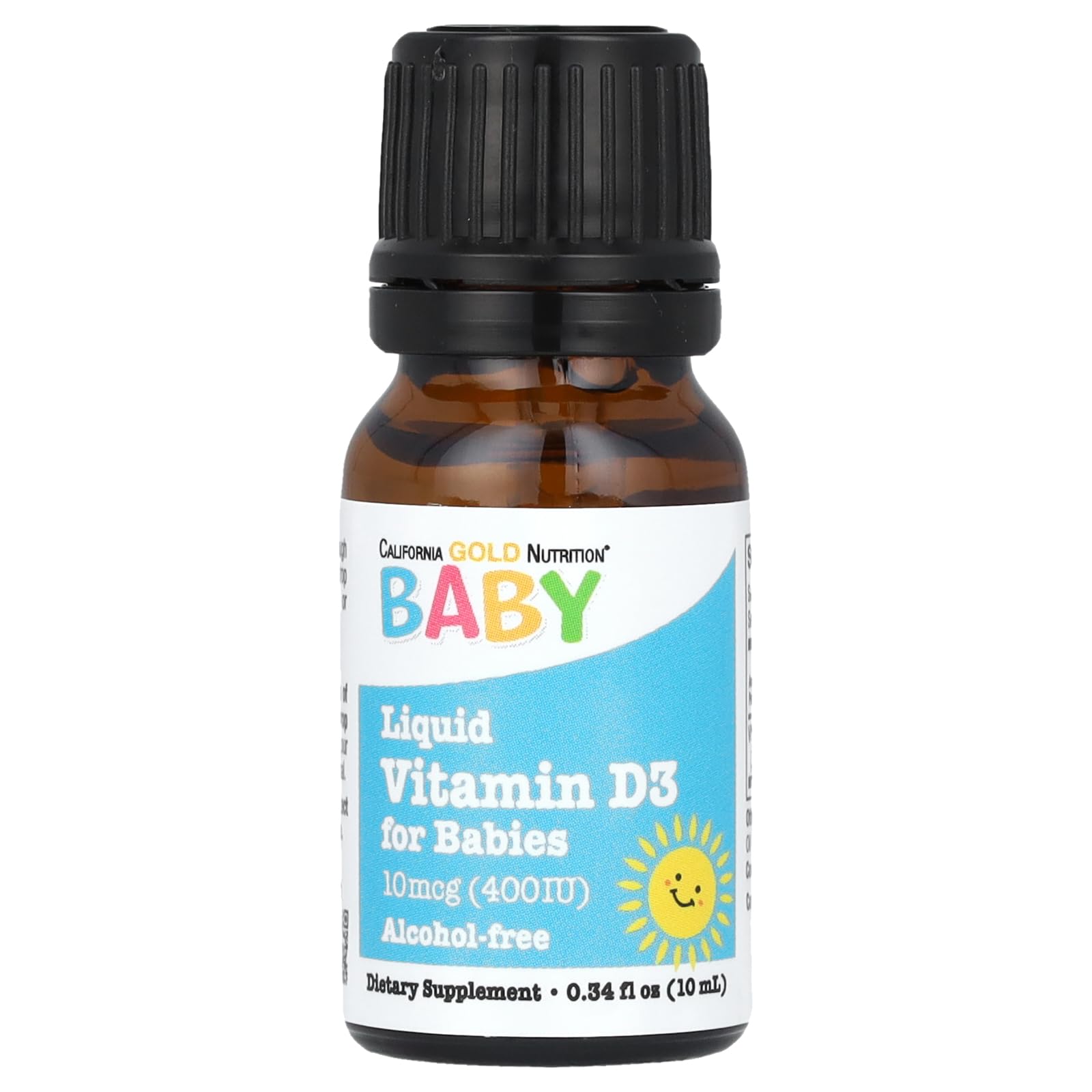 California Gold Nutrition baby vitamin D3 supplement in liquid form for infants, 10mcg per serving