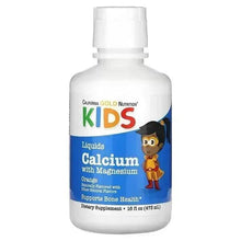Kids liquid calcium with magnesium, vitamin D, zinc bottle, orange flavor