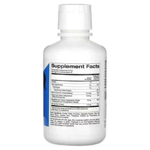 Back label of kids liquid calcium supplement bottle with supplement facts panel