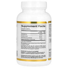 California Gold Nutrition glucosamine chondroitin MSM hyaluronic acid capsules bottle side view with supplement facts