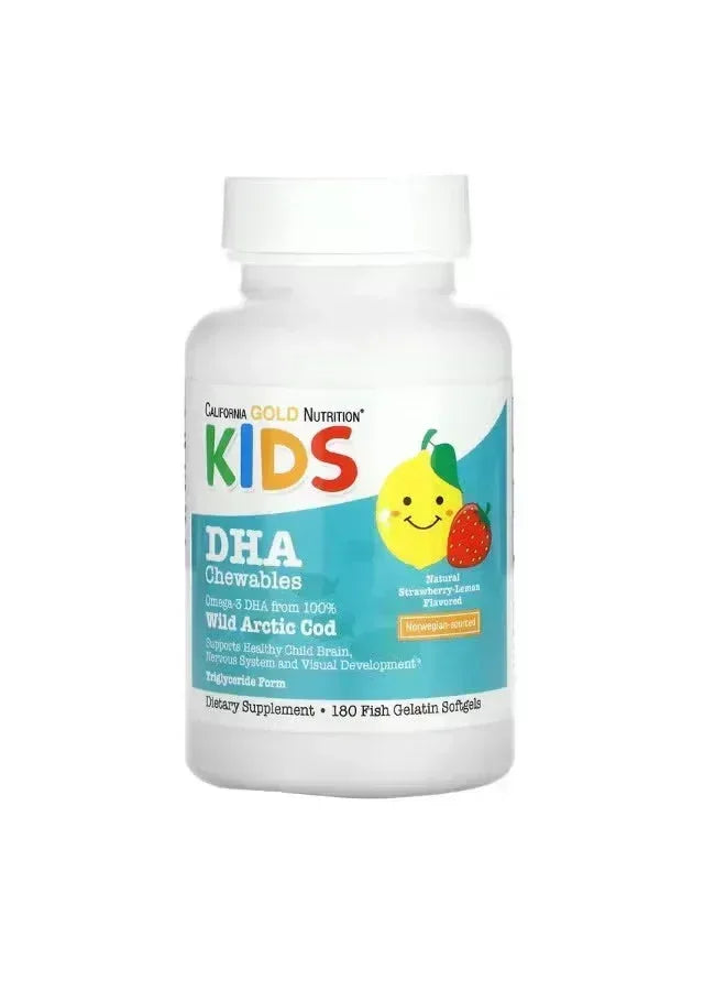 california-gold-nutrition-kids-dha-chewables-strawberry-flavor-180-softgels -- Mumzar