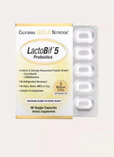 Probiotic supplement box with blister tray, LactoBif 5, 60 veggie capsules
