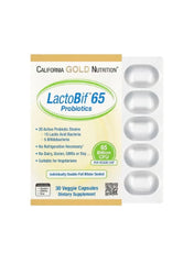 California Gold Nutrition LactoBif 65 probiotics 65 billion CFU in a blister pack of 30 veggie capsules