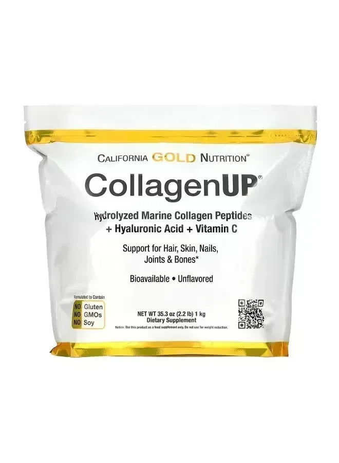 CollagenUP Hydrolyzed Marine Collagen Peptides with Hyaluronic Acid & Vitamin C – Unflavored, 2.2 lbs (1 kg) - Mumzar