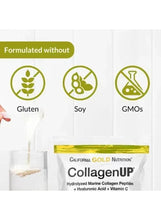 CollagenUp pouch with gluten, soy, and GMOs icons on front panel