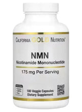 NMN supplement bottle, 175 mg per serving, 180 veggie capsules