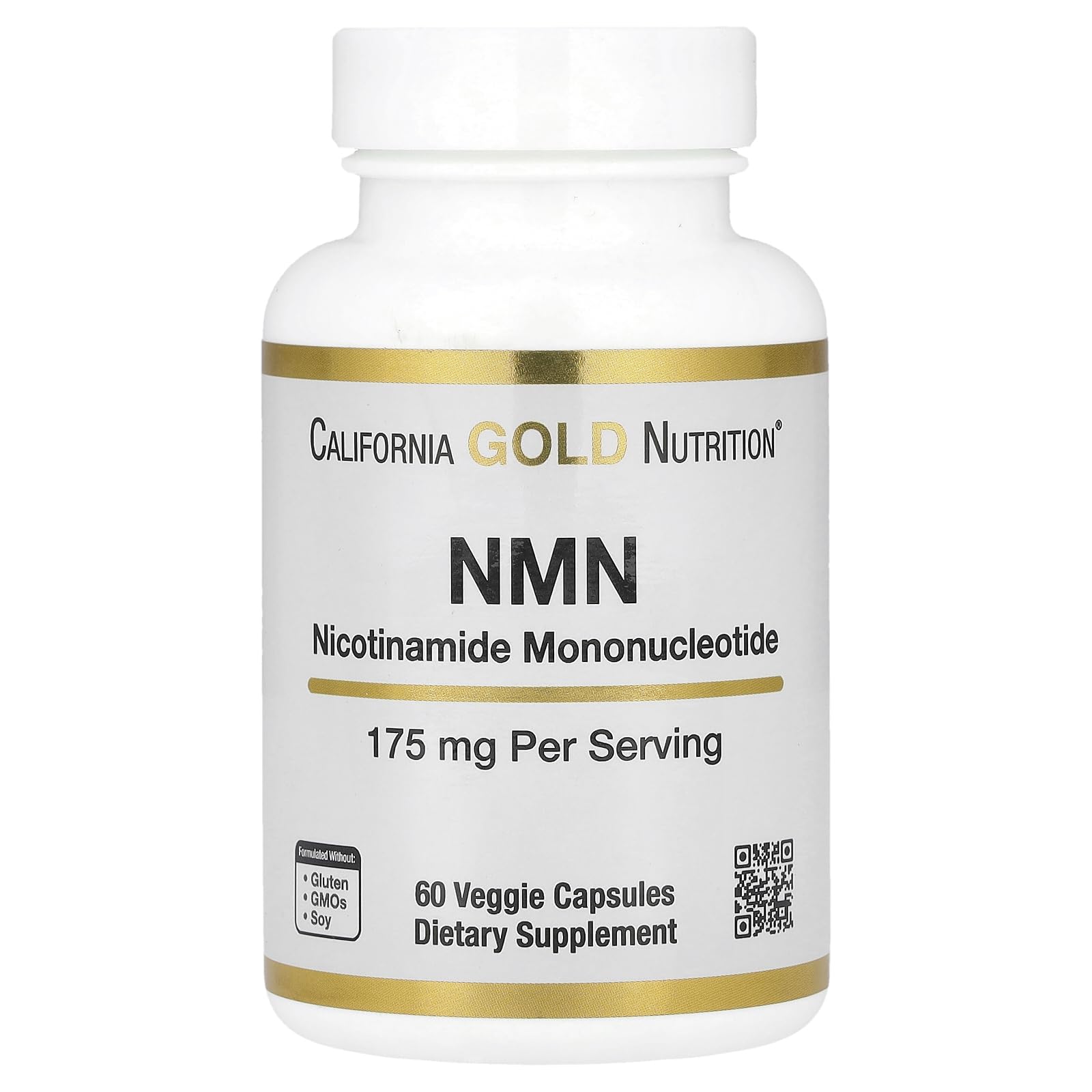 California Gold Nutrition NMN vegetarian capsules with 175 mg Nicotinamide Mononucleotide per serving