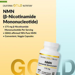 California Gold Nutrition NMN vegetarian capsules with 175 mg Nicotinamide Mononucleotide per serving