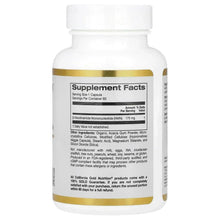 NMN vegetarian supplement bottle back label with Supplement Facts and ingredients list