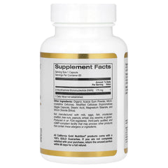 California Gold Nutrition NMN vegetarian capsules bottle with supplement facts label for dietary support