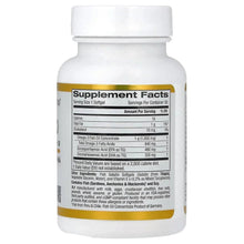 Omega-3 fish oil softgel bottle back label with Supplement Facts table