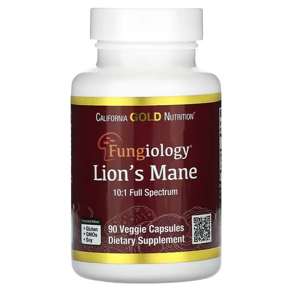 California Gold Nutrition organic lion's mane supplement in 90 veggie capsules for cognitive health