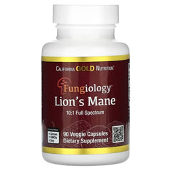 California Gold Nutrition organic lion's mane supplement in 90 veggie capsules for cognitive health