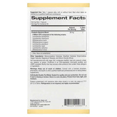 California Gold Nutrition probiotics UAE Supplement Facts showcasing Probiotic Bacteria Blend details