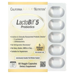 California Gold Nutrition probiotics UAE LactoBif 5 probiotic capsules in a veggie cap blister pack