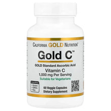 California Gold Nutrition Gold C Vitamin C supplement bottle, 1,000 mg, 60 veggie capsules