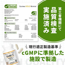 Vitamin C supplement verification graphic with supplement facts sheet and bottle