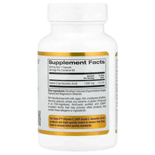 Vitamin C supplement bottle back label panel, supplement facts and ingredients list