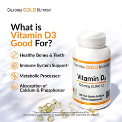 California Gold Nutrition Vitamin D3 2000 IU supplements UAE for healthy bones and immune support