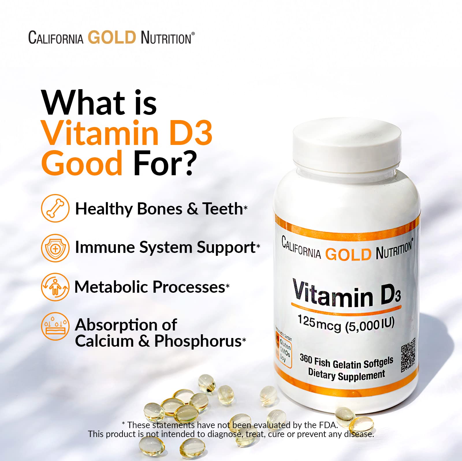 California Gold Nutrition Vitamin D3 2000 IU supplements UAE for healthy bones and immune support