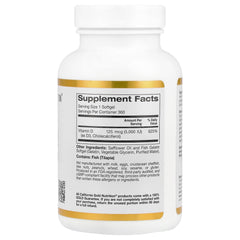 California Gold Nutrition Vitamin D3 capsules UAE in white bottle with supplement facts on label