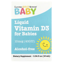 California Gold Nutrition Baby Liquid Vitamin D3 Drops for Babies, 10mcg Alcohol-free Supplement