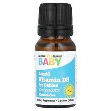 Baby liquid Vitamin D3 drops bottle with black cap