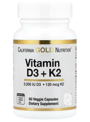 California Gold Nutrition Vitamin D3 K2 supplement UAE in 60 veggie capsules for bone and immune health