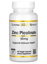 Zinc picolinate supplement bottle, 50 mg veggie capsules