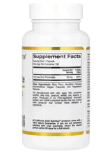 Zinc picolinate supplement bottle, Supplement Facts panel