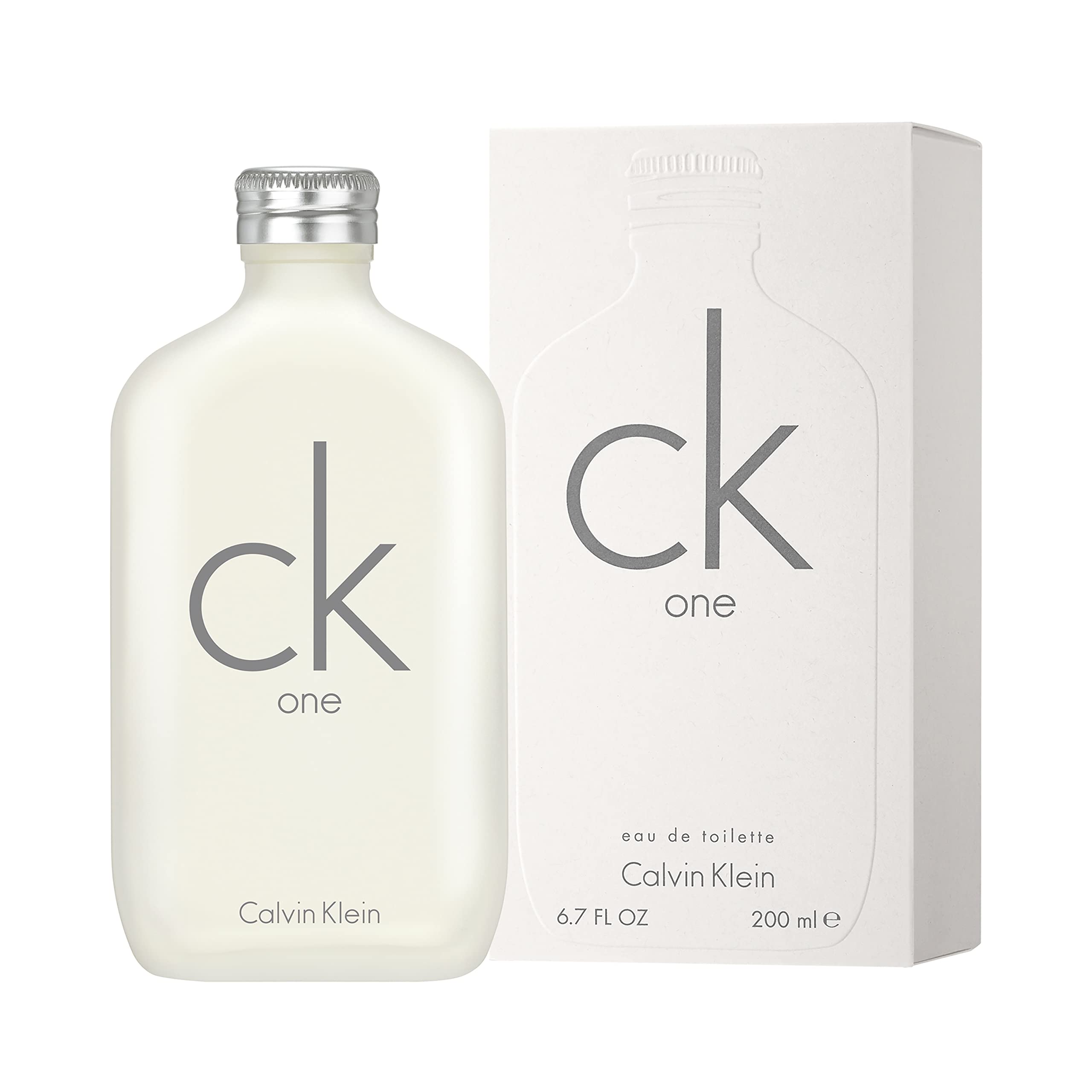 CK One unisex Eau De Toilette 200ml bottle and box by Calvin Klein with minimalist design