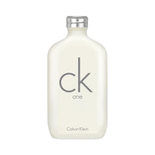 Cream glass eau de toilette bottle with silver cap, CK One label on front