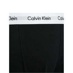 Close-up of black cotton boxer briefs 3 pack with white Calvin Klein waistband logo
