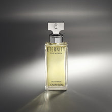Calvin Klein Eternity Eau de Parfum bottle, clear glass with pale yellow liquid
