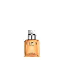Eternity for Men parfum bottle with silver cap, amber glass