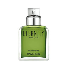 Calvin Klein Eternity for Men eau de parfum bottle, green glass with silver pump top