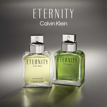 Calvin Klein Eternity for Men eau de toilette and eau de parfum bottles, side by side